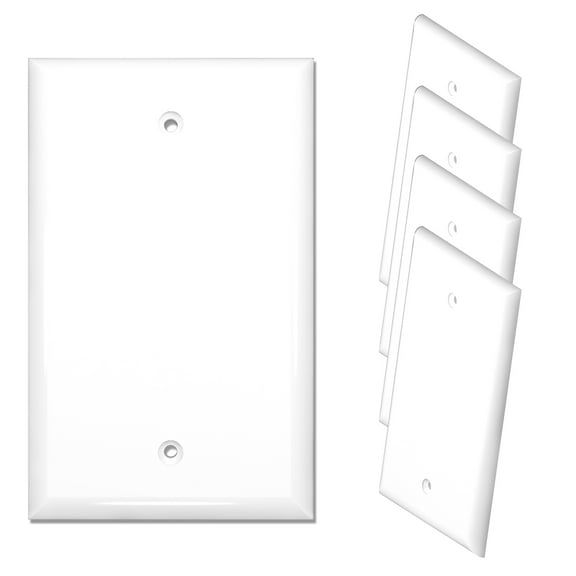 [5 Pack] NEU 1-Gang Duplex Receptacle Outlet Switch Cover Mid-Size Wall Plates, 3" x 4.75", Unbreakable Polycarbonate Thermoplastic, Glossy White