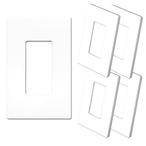 [5 Pack] NEU 1-Gang Oversized Screwless Decorator Wall Plates Child Safe Outlet Cover, 5.5" x 3.5", Unbreakable Polycarbonate Thermoplastic, White