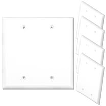 [5 Pack] NEU 2-Gang Blank Mid-Size Wall Plates Cover, 4.75" x 4.75", Unbreakable Polycarbonate Thermoplastic, Glossy White