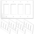 thumbnail image 1 of [5 Pack] NEU 4-Gang Mid-Size Decorator Light Switch Outlet Cover Wall Plates, 8.4" x 4.75", Unbreakable Polycarbonate Thermoplastic, Glossy White, 1 of 5