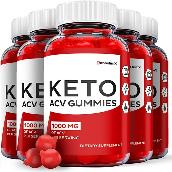 (5 Pack) Nano Slim X Keto ACV Gummies - Supplement for Weight Loss - Energy & Focus Boosting Dietary Supplements for Weight Management & Metabolism - Fat Burn - 300 Gummies