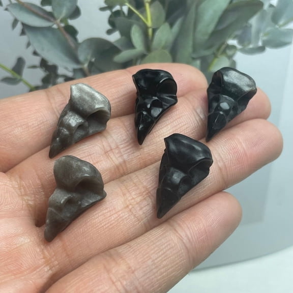 5-Pack Natural Obsidian Carved Mini Quartz Crystal Reiki Healing -