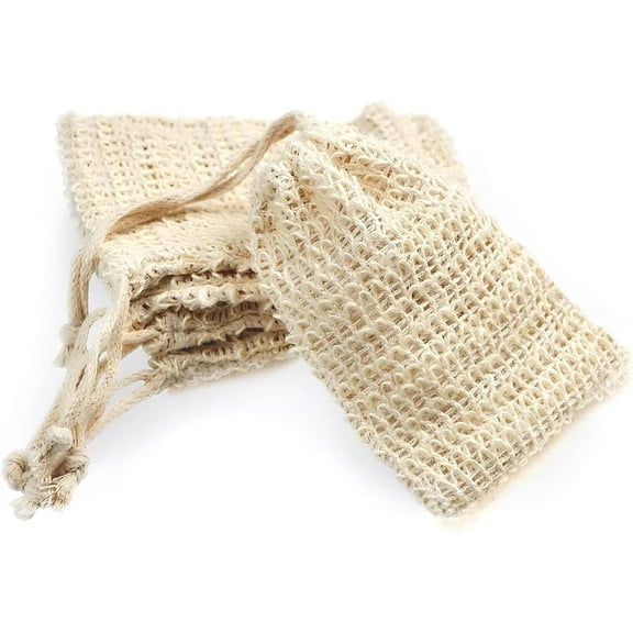 5 Pack Natural Sisal Soap Saver Bag Zero Waste Mesh Bar Soap Loofah Holder Pouch for Shower