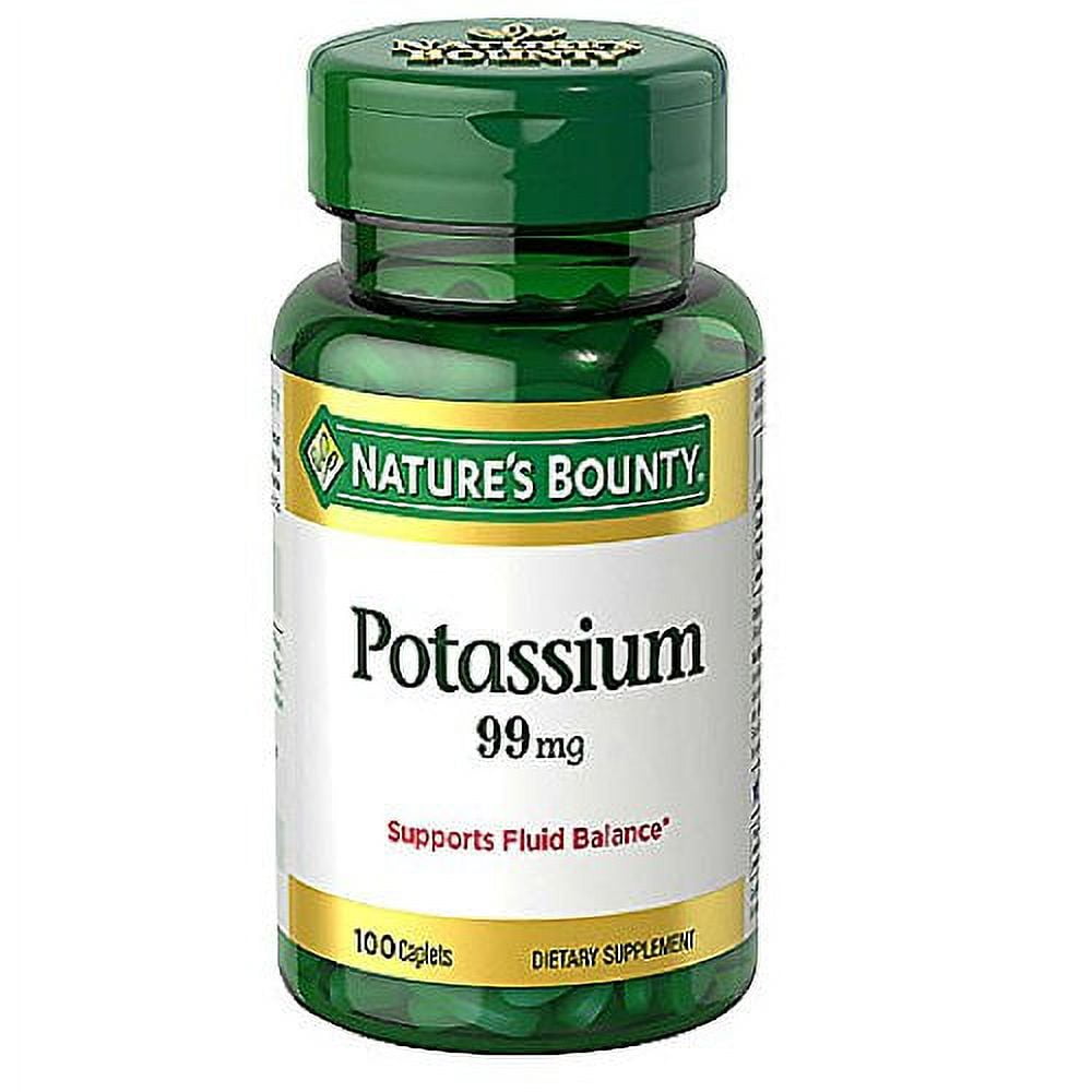 "5 Pack - Nature's Bounty Potassium Gluconate 99mg, 100 Caplets Each"
