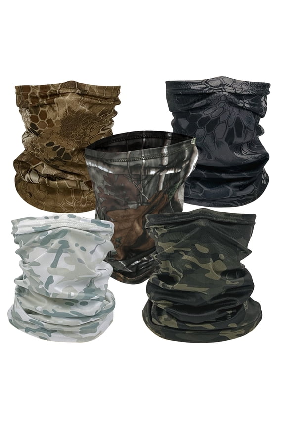 5 Pack Neck Gaiter Balaclava Bandana Headwear Face Cover Mask Headband for Women Men