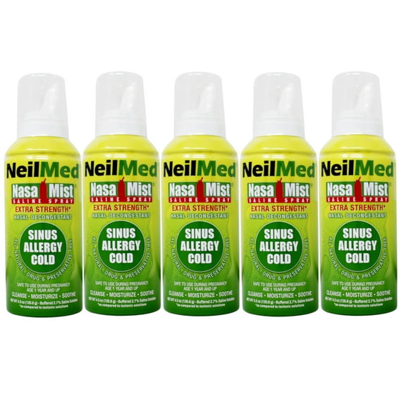 5 Pack - NeilMed Hypertonic NasaMist Saline Spray 2.7 % Extra Strength 4.5 oz