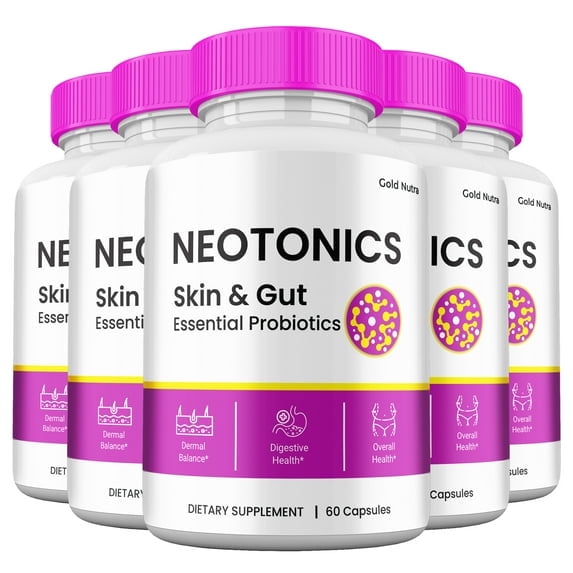 (5 Pack) Neotonics Capsules, Neotonics Supplement for Gut and Skin Health, Advanced Maximum Strength Pills All Natural Formula, 5 Month Supply