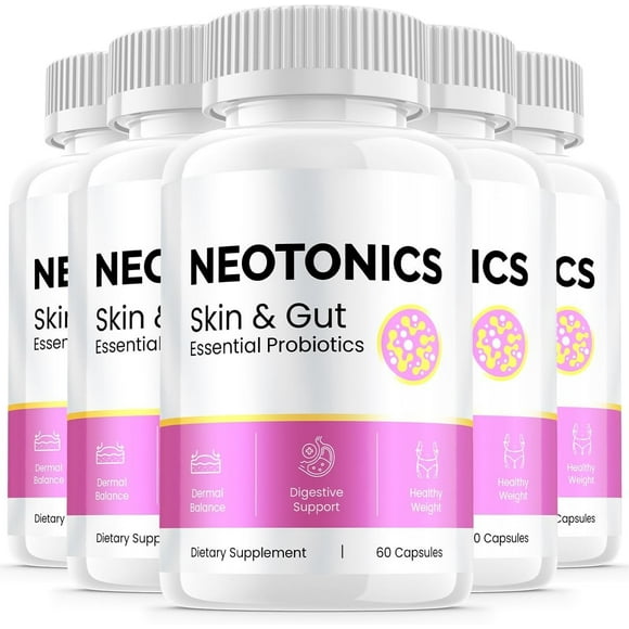 5 Pack Neotonics Skin & Gut - Official - Neotonics Advanced Formula Skincare Supplement Reviews Neo tonics Capsules Skin and Gut Health 300 Capsules
