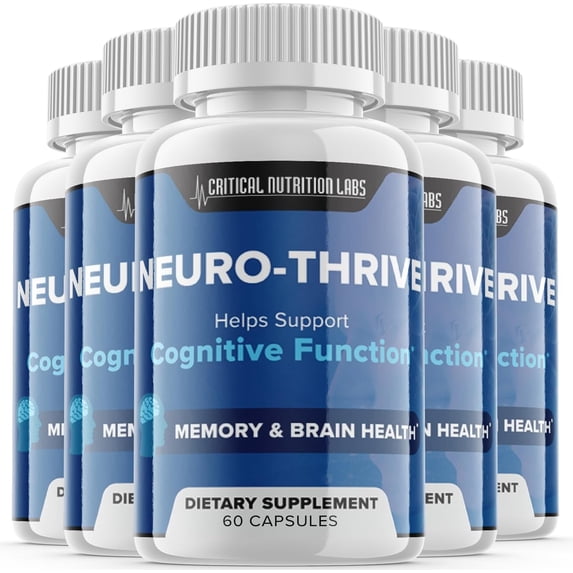 (5 Pack) Neuro-Thrive - Brain Boost Supplement - Dietary Supplement for Focus, Memory, Clarity, Cognitive - Advanced Nootropic Support Formula for Maximum Strength - 300 Capsules
