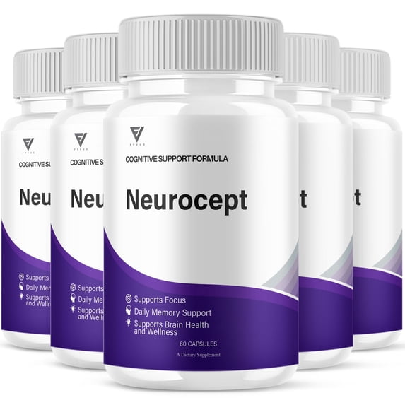 (5 Pack) Neurocept Brain Supplement Neuro Cept Premium Memory Capsules, Neurocept Advanced Memory & Focus Support Supplement (300 Capsules)