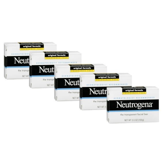 Neutrogena Original Fragrance-Free Gentle Facial Cleansing Bar, 3.5 OZ (Pack of 5)