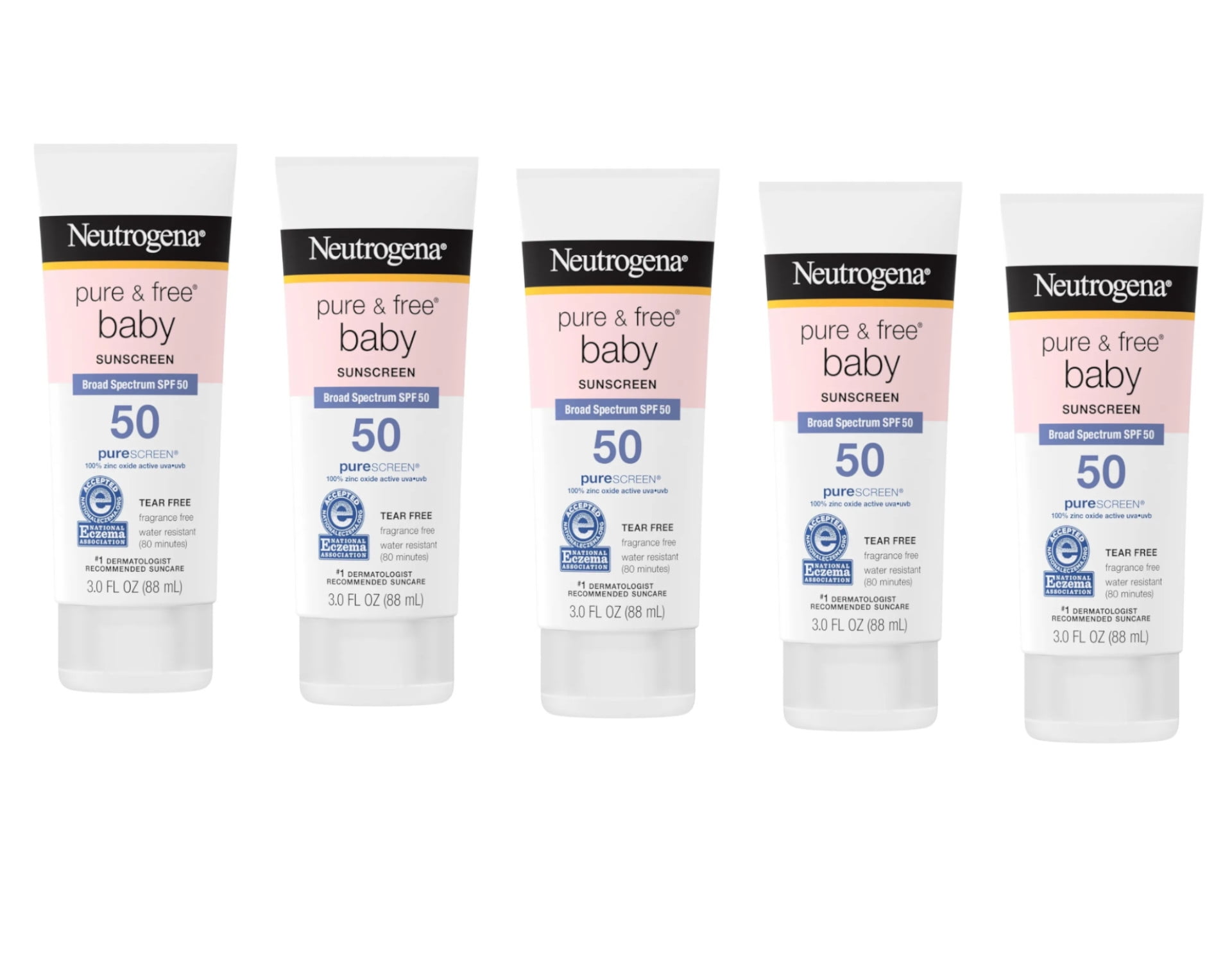 5 Pack Neutrogena Pure & Free Baby SPF 50 Sunscreen 3 Ounce