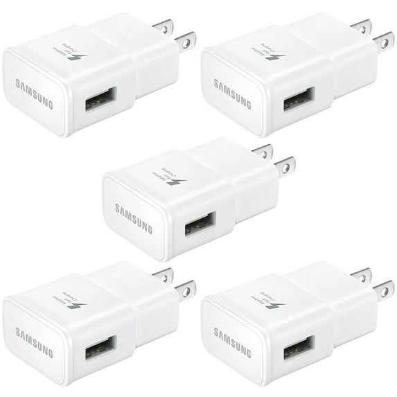 5-Pack New OEM Samsung fast Adaptive Wall Charger for Galaxy S7 S6 Note 5 4 Edge EP-TA20JWS / ECB-DU4EWE For Samsung Galaxy S6 Edge S7 Edge S8 S8+ S9 S9+ Note 8 9 - White