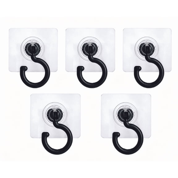 5-Pack No-Drill Ceiling Hooks, 360 Rotating Adhesive Hooks for Hanging Plants, Curtains, and Decorations