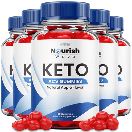 (5 Pack) Nourish Wave Keto Gummies Vegan Advanced Weight Loss ACV Apple Cider Vinegar (300 Gummies)