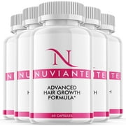 5 Pack Nuviante - Dietary Supplement for Hair Support - Revive and Nourish Hair Growth Advanced Formula - Boost Shine & Thickness - 300 Capsules