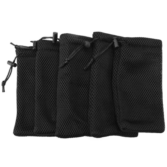 5-Pack Nylon Mesh Drawstring Storage Pouch Bag - 3.5 x 7.3 Inch Multi Purpose Travel & Outdoor Activity for Cell Phone,Sunglass,Electronic Gadgets(Black)