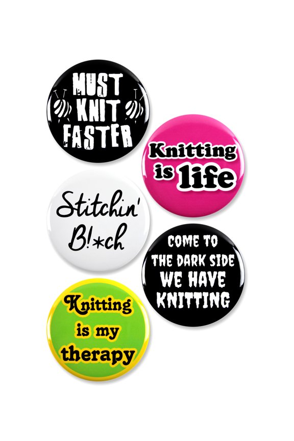 5 Pack - Obsessed Knitting Crafting Hobby Pinback Button Badges - 2.25 Inch