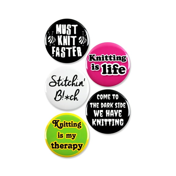 5 Pack - Obsessed Knitting Crafting Hobby Pinback Button Badges - 2.25 Inch