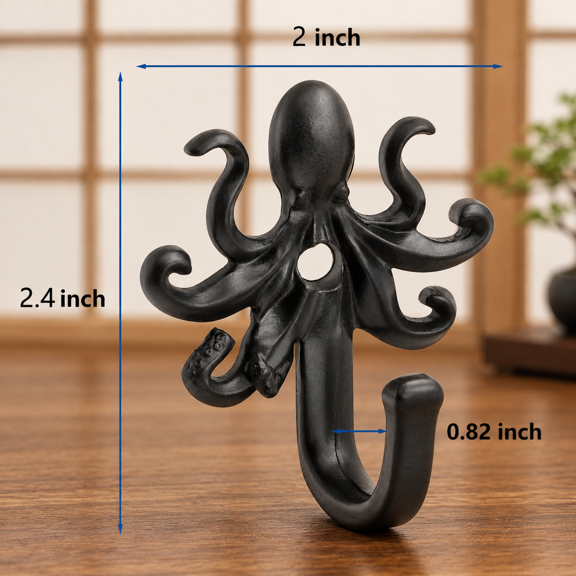 5 Pack Octopus Decorative Rustic Metal Wall Mounted Coat Hooks for Towel Key Bag Hanging