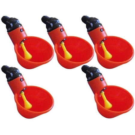 5 Pack Of Automatic Cup Style Poultry Chicken Drinkers