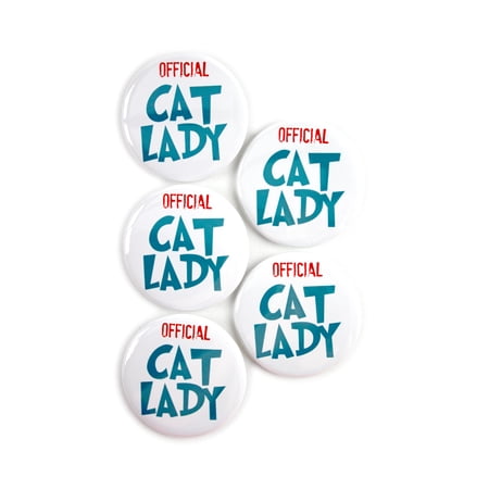 5 Pack - Official Cat Lady Club Merit Pinback Button Badges - 2.25 Inch