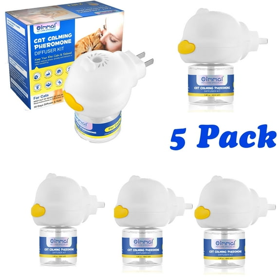(5 Pack)Oimmal Multi-Cat Calming Pheromone Diffuser for House-Cats, Cat Pheromone Diffuser Multi Pack, 150 Day Starter Kit (240 mL), 2in1 Plug-In Diffuser & 8fl.oz,for Sale at Wholesale Price