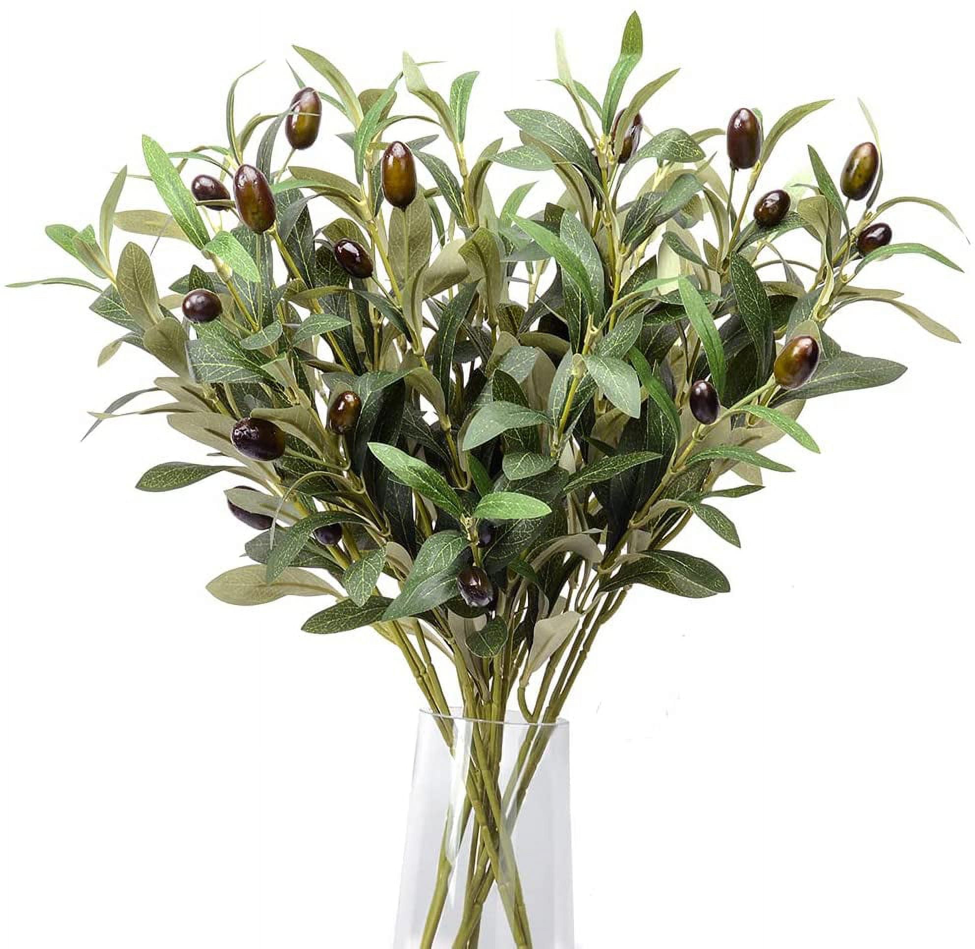Lifelike Olive Branches with Greenery Stems and Fake Fruits - 5 Pack