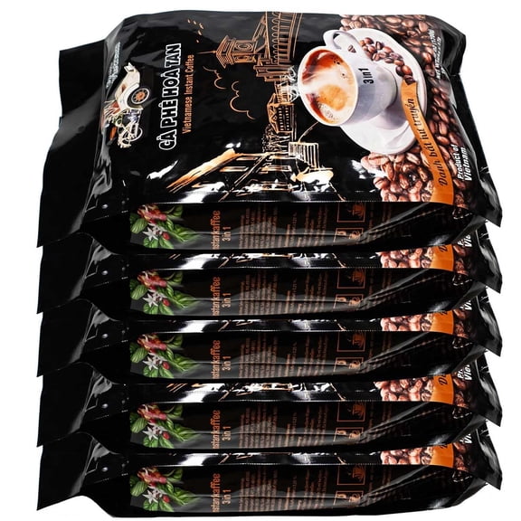 5 Pack Omura Authentic Vietnamese Cyclo 3-in-1 Instant Coffee Sticks  CA PHE HOA TAN, 100 Sticks (17g Each) (5 Pack: 300 oz / 8500 g)