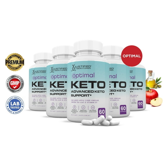 (5 Pack) Optimal Keto ACV Pills 1275mg Alternative to Gummies Dietary Supplement 300 Capsules