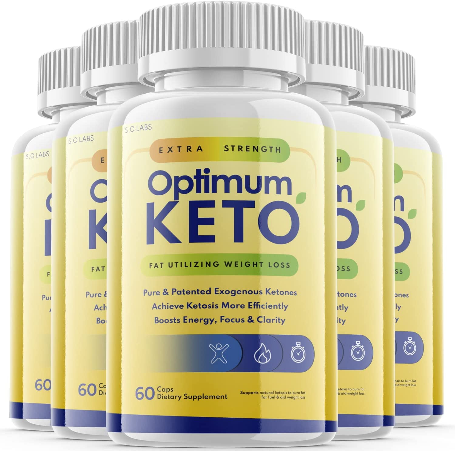 (5 Pack) Optimum Keto Supplement for Weight Loss Energy & Focus