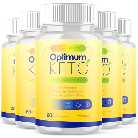 (5 Pack) Optimum Keto - Supplement for Weight Loss - Energy & Focus Boosting Dietary Supplements for Weight Management & Metabolism - Advanced Fat Burn Raspberry Ketones Pills - 300 Capsules