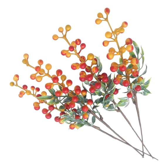 5-Pack Orange Artificial Berry Branches, Faux Berry Stems for Fall Vase Decor, Thanksgiving Table Centerpieces, Wreaths, Weddings and DIY Autumn Arrangements