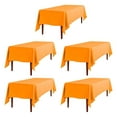 thumbnail image 1 of 5 Pack Orange Rectangular Tablecloths 60 x 102 Inches for 6 Feet Rectangle Banquet Tables with Half-Drop - Stain and Wrinkle Resistant Polyester Fabric Cloth Table Covers for Party, Wedding, 1 of 4