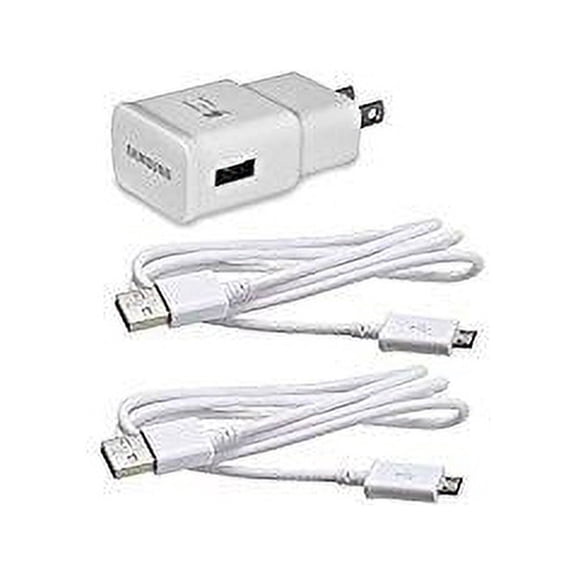 5 Pack Original Samsung Fast Charging Adapter Travel Charger + (2) 5 Foot Micro USB Data Cables - White - New