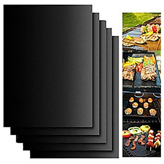 5-Pack Outdoor BBQ Grill Mats, High-Temperature Non-Stick Glass Fiber Barbecue Oven Liners, Reusable & Easy to Clean Cooking Sheets for Grill, Smoker, Oven