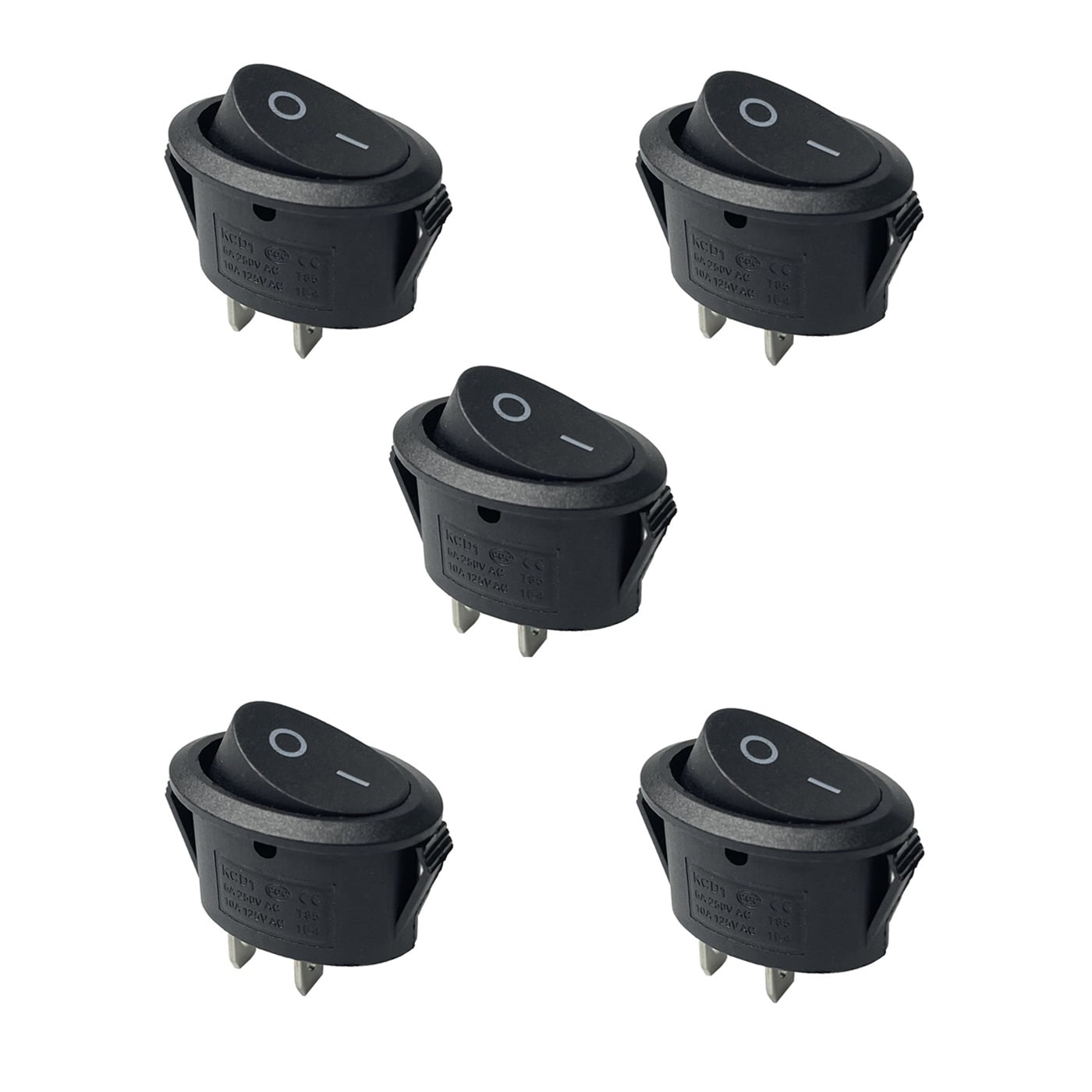 5-Pack Oval Boat Rocker Switch 2 Terminal 2 Position On/Off AC 125V/10A ...
