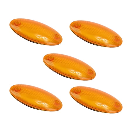 5 - Pack Oval Cab Roof Marker Light Compatible with Select International (1986-2019) Truck Models - Amber Lens LED, 12V - 3529-900-C, IH3529900C,