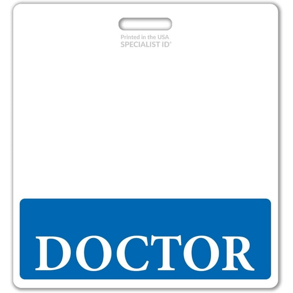 5 Pack - Oversized DOCTOR Badge Buddy Horizontal - XL Badge Buddies Role I'D Backer Card for Doctors - 3 3/8 X 4 1/8 - Wear with I’D Badge Holder - USA Printed by Specialist ID (Blue)