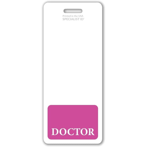 5 Pack - Oversized Doctor Badge Buddy - Vertical Extra Large Badge Buddies for Doctors - 2 1/8 X 5 1/2 Role Identification Badge Backer Card - USA Printed by Specialist ID (Hot Pink)