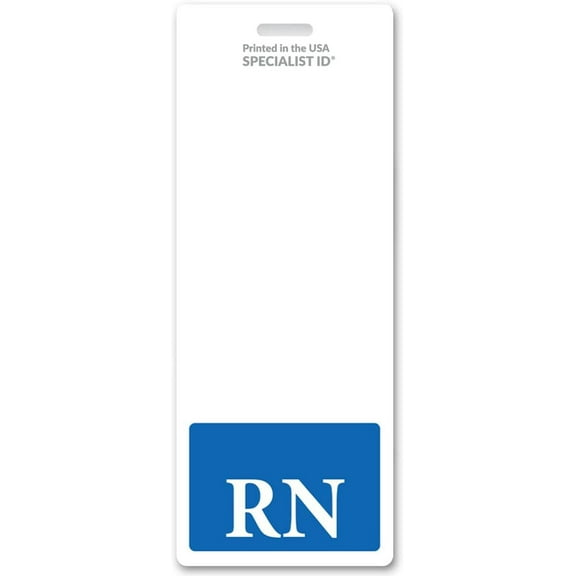 5 Pack - Oversized Nurse Badge Buddy - RN Badge Buddy Vertical for Registered Nurses - 2 1/8 X 5 1/2 Role Identification Badge Backer Card for Nurses- USA Printed by Specialist ID (Blue)