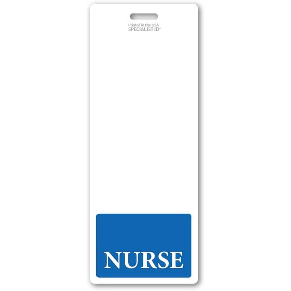 5 Pack - Oversized Nurse Badge Buddy Vertical - Extra Large Badge Buddies Role I’D Backer Card for Nurses - 2 1/8 X 5 1/2 - Wear with I’D Holder - USA Printed by Specialist ID (Blue)
