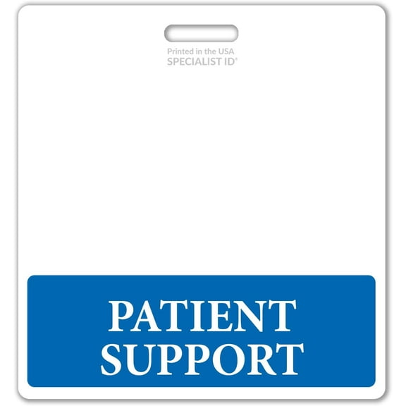5 Pack - Oversized Patient Support Badge Buddy Horizontal - XL Badge Buddies for Patient Supports - 3 3/8 X 4 1/8 Role Identification Badge Backer Card - USA Printed by Specialist ID (Blue)