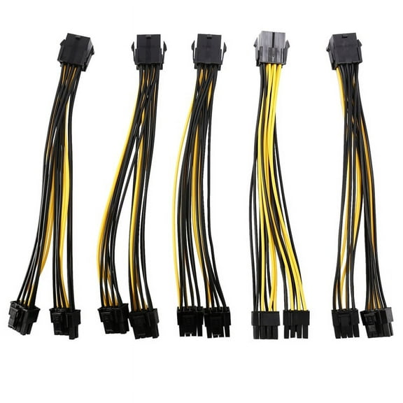 5-Pack PCI-E 8Pin to 2X 8 Pin (6+2) Power Splitter Cable for PCIE PCI Express Image Card Y - Splitter Extension Cable