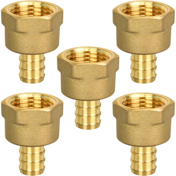 5 Pack PEX 1/2" x 1/2" NPT Female Fittings, Full Port for PEX pipes in plumbing jobs