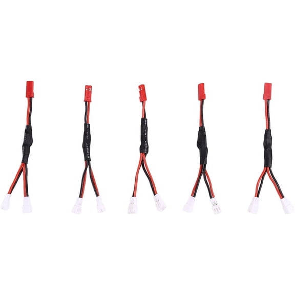 5-Pack PH2.0 2-Way JST Plug Connectors for RC Motors and ESC Cables, Metal and Plastic, OPP Bag Packaging