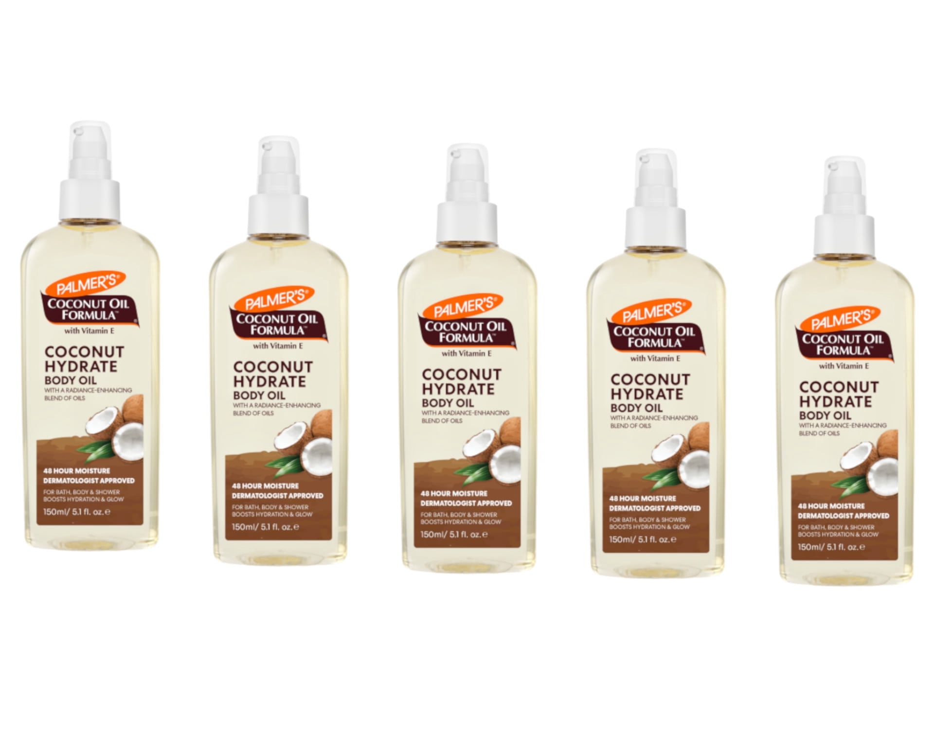 5 Pack Palmer's Coconut Oil Formula with Vitamin E Coconut Body Oil 5.1 Oz Each