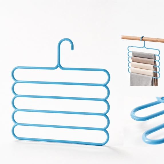 5 Pack Pants Hangers 5 Tier Closet Organizers and Storage Non Slip Clothes Hanger,Hangers Space Saving Multiple Hanger Clothes Organization for Pants