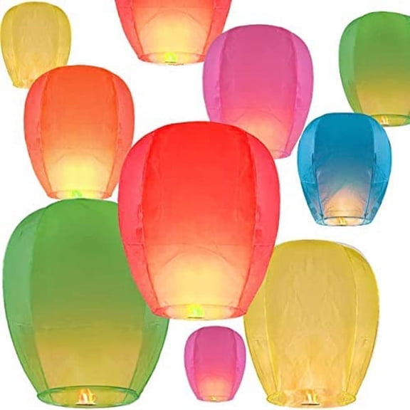 5 Pack Paper Lanterns,Hanging Ornaments Wishing Lanterns (Random Color)