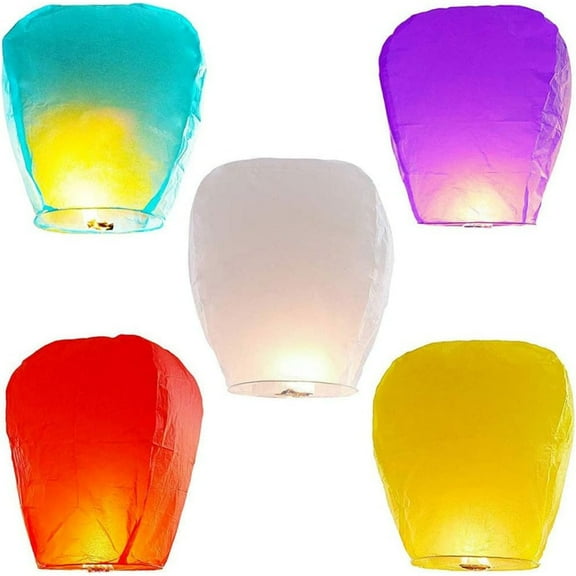 5 Pack Paper Lanterns,Individually packaged Colorful Chinese Paper Lanterns to Release in Heaven and Remembrance(32.3x17.7In)